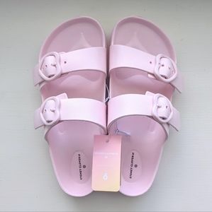 nwt stoney clover lane x target pastel pink heart buckle slide sandals